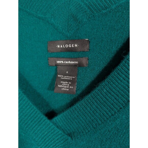 Halogen 100% Cashmere V Neck Sweater Green Size Small - Picture 2 of 8